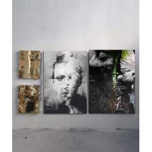 Pictures of oil paintings and new metal sculptures
