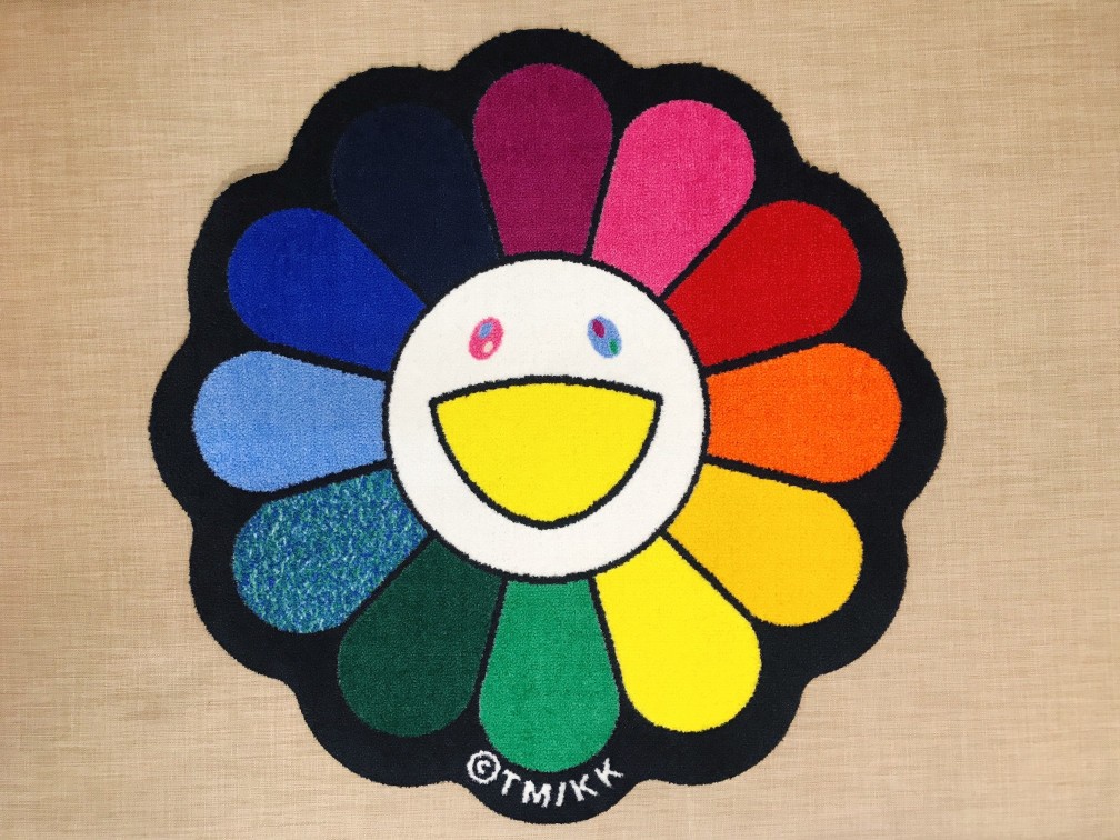 Flower Floor Mat Rainbow × Ecru村上隆フロアマット Amazon.co.jp: フラワーフロアマット Rainbow × Ecru beige 村上